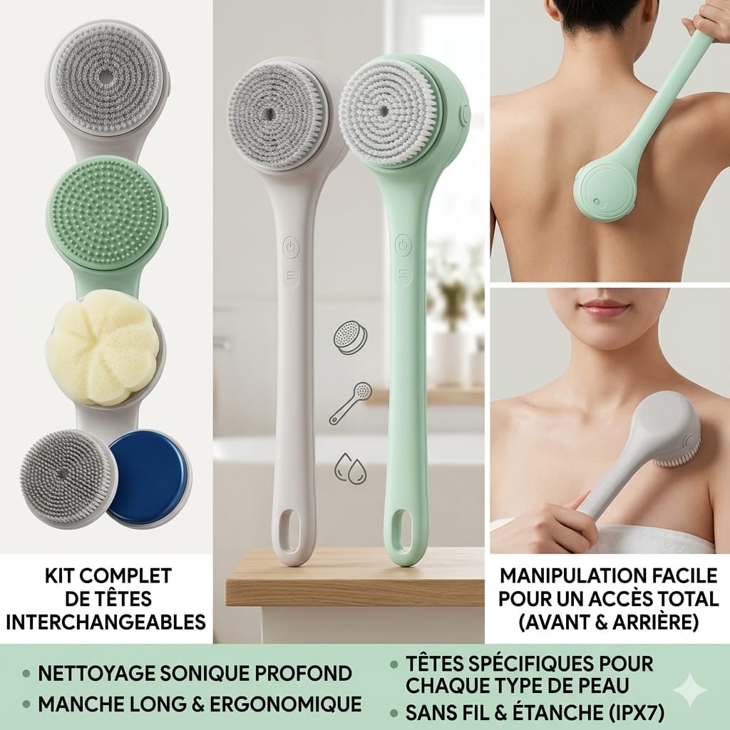 Brosse de Bain Électrique Multifonction 4-en-1