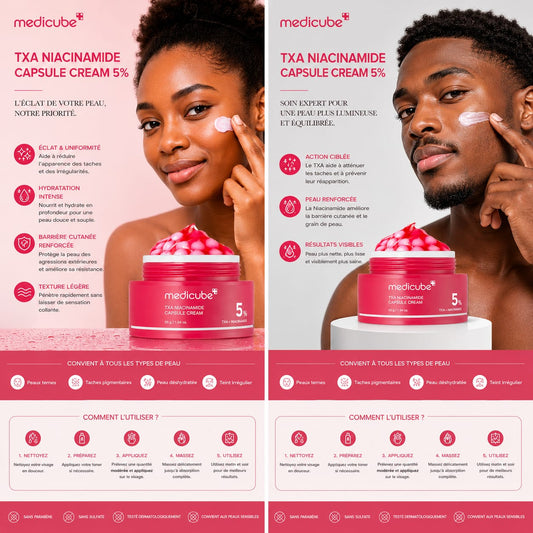 Medicube TXA Niacinamide Capsule Cream 5% – Le Secret d'une Peau Éclatante