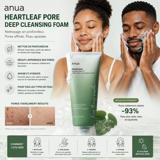 ✨ Gel Nettoyant Visage Anua Heartleaf Pore Deep Cleansing Foam