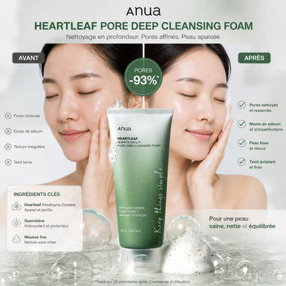 ✨ Gel Nettoyant Visage Anua Heartleaf Pore Deep Cleansing Foam